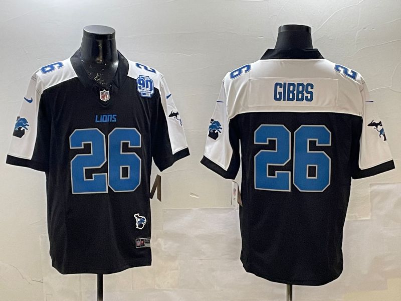 Men Detroit Lions #26 Gibbs Black Thanksgiving three generations 2025 Nike Limited NFL Jersey style 5->denver broncos->NFL Jersey